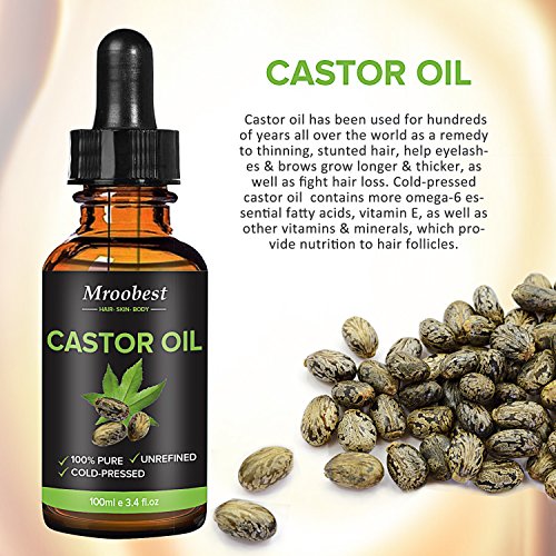 Castor Oil,Cold Pressed Castor Oil,100% Pure Castor Oil for Eyelashes, Eyebrows, Hair Growth, Skin and Face (100ml)