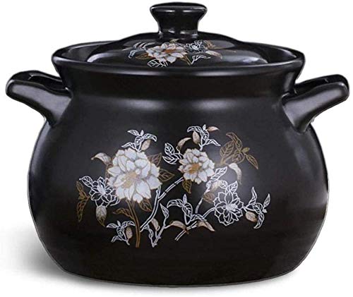 Cazuela Barro Cazuela Ceramica - ConduccióN De Calor RáPida, Calentamiento Uniforme, Duradero Y FáCil De Limpiar. Negro-25 * 18 * 15 * 17 cm, 3.9L_Negro