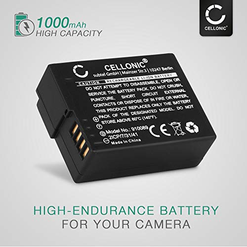 CELLONIC® Batería Compatible con Panasonic Lumix DMC-FZ1000 DMC-FZ200 DMC-FZ2000 DMC-FZ300 DMC-G5 DMC-G6 DMC-G7 DMC-G70 DMC-G81 DMC-GH2 DMC-GX8, DMW-BLC12 DMW-BLC12E 1000mAh bateria Repuesto Pila