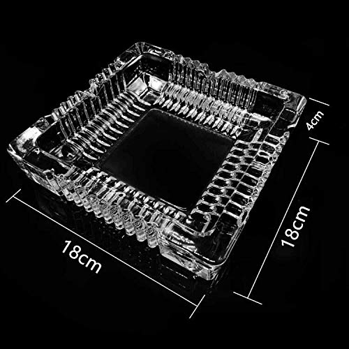 Cenicero de Vidrio, Grande Cenicero para Cigarrillos,cenicero grande de vidrio cuadrado eniceros grandes para fumadores Decoración de restaurante interior y exterior(18x18CM)