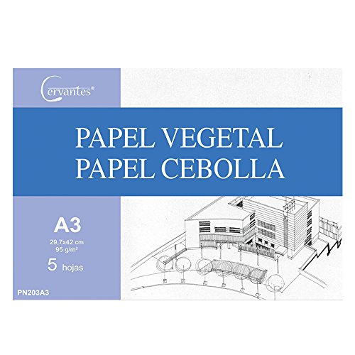 Cervantes Pack de 5 Hojas de Papel Vegetal A3