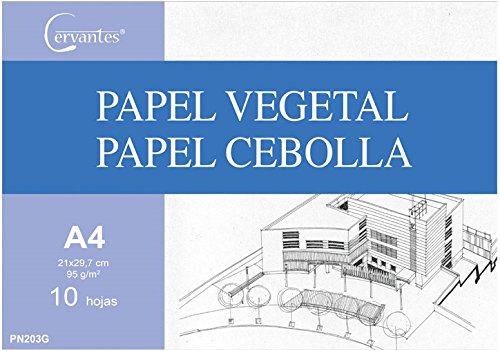 Cervantes PN203G - Pack de 10 hojas de papel vegetal, A4