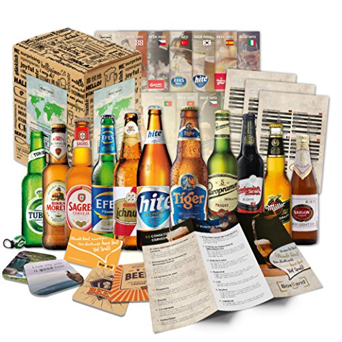 "CERVEZAS DEL MUNDO" Original caja de regalo con las 12 mejores cervezas del mundo - El mejor detalle para un amigo, novio, hermano, padre o abuelo