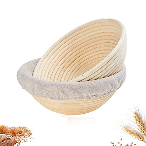 Cesta para Prueba de Pan,banneton redondo para pan Cesta de prueba de pan redondo Banneton Brotform Redonda Cuenco para Masas Tazón de Ratán Natural para Masa y Pan para panaderos profesionales