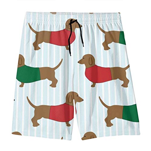 CGHD Bañador con diseño de Perro Salchicha para Adolescentes Shorts de Playa de Secado rápido con Bolsillos Laterales