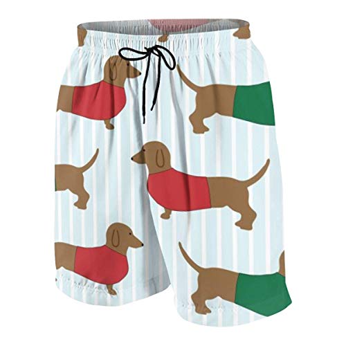 CGHD Bañador con diseño de Perro Salchicha para Adolescentes Shorts de Playa de Secado rápido con Bolsillos Laterales