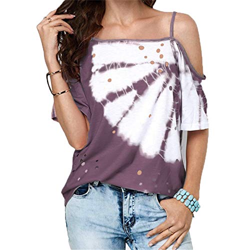 Chaleco para Mujer Moda Sexy sin Mangas Top Verano - Textura Suave,Mujeres Backless Sleeveless Tank Top con Espalda,Camiseta Estampada Correa Púrpura XXXL