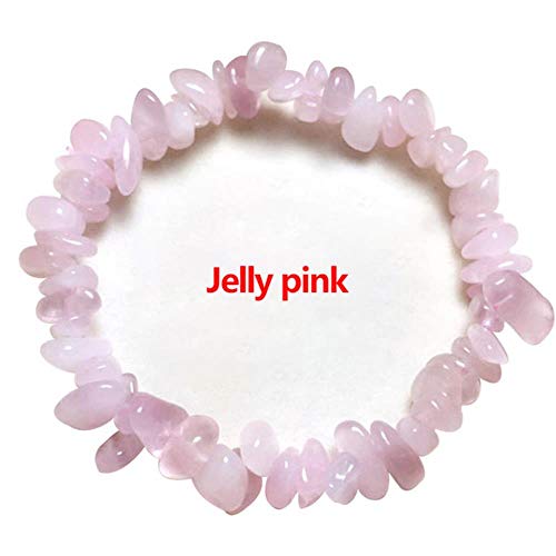 CHENSHUAI Pulsera de Piedra Irregular Natural Hecha a Mano con Cuentas de Piedras Preciosas Pulseras Simples para Mujer con Cuerda Ajustable, joyería para Mujer, Rosa gelatina