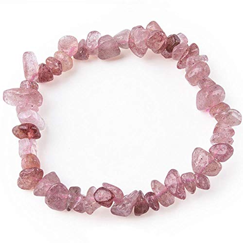 CHENSHUAI Pulsera de Piedra Irregular Natural Hecha a Mano con Cuentas de Piedras Preciosas Pulseras Simples para Mujer con Cuerda Ajustable, joyería para Mujer, Rosa gelatina