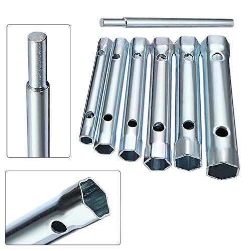 Cikuso 6Pc 8-19Mm Caja Tubular Metrica Juego De Llaves De Tubo Tubo Bujia Llave Inglesa De Acero De Doble Terminacion Para Reparacion De Plomada Automotriz