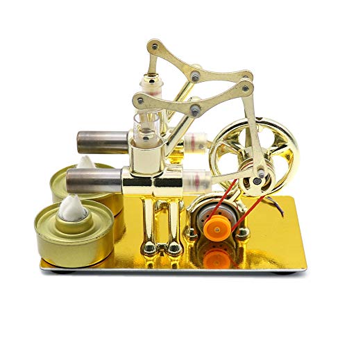 Cilindros dobles Aire caliente Stirling Engine Modelo Generador Motor Potencia de vapor de juguete