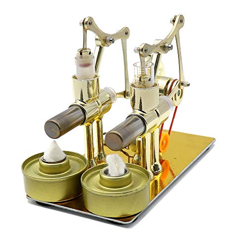 Cilindros dobles Aire caliente Stirling Engine Modelo Generador Motor Potencia de vapor de juguete