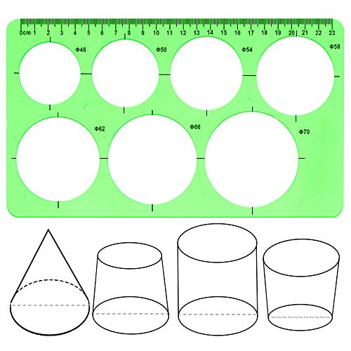 Círculo y Plantilla Ovalada, Paquete de 4 Plantilla de Medición de Plástico Transparente Verde Regla Plantilla de Regla Geométrica para Oficina y Escuela, Encofrado de Edificios, Plantillas de Dibujo