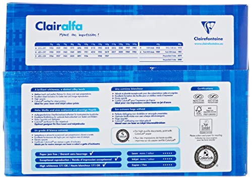 Clairefontaine 1910C Clairalfa - Papel blanco A5 (148×210 mm), 80 g/m², 500 hojas