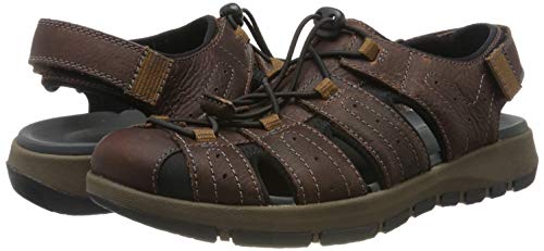 Clarks Brixby Cove, Sandalia con Pulsera para Hombre, Marrón (Dark Brown Leather-), 46 EU