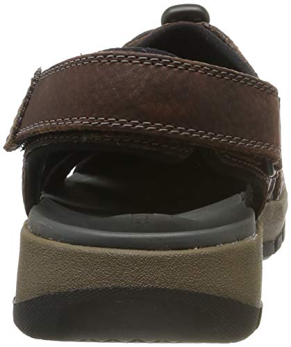 Clarks Brixby Cove, Sandalia con Pulsera para Hombre, Marrón (Dark Brown Leather-), 46 EU