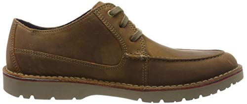 Clarks Vargo Vibe, Zapatos de Cordones Derby para Hombre, Braun Dark Tan Lea Dark Tan Lea, 42 EU