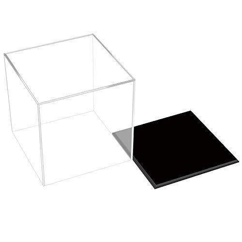 Cliselda Caja expositora de acrílico transparente con base negra, organizador de cubos de encimera, soporte elevador a prueba de polvo para figuras de acción, juguetes coleccionables (15 x 15 x 15 cm)