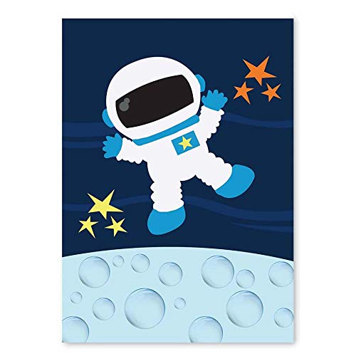 CNHNWJ Outer Space Universe Carteles Impresiones Space Lienzo Pintura en la Pared Astronauta Cohete Imágenes artísticas para niños Decoración de la habitación del niño (50x70cmx3 / sin Marco)