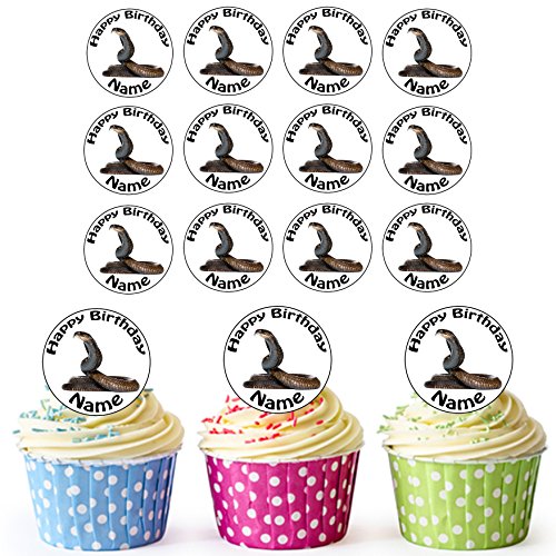 Cobra Serpiente 24 personalizado comestible cupcake toppers/adornos de tarta de cumpleaños – fácil troquelada círculos