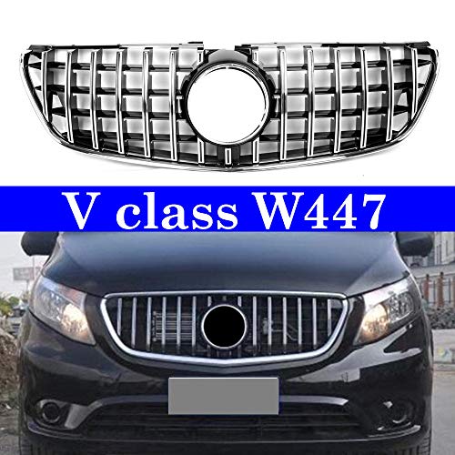 Coche Abeja Nido Parrilla Rejilla, para Mercedes V Class W447 V260 V250 Grille 2016 2017 2018, Delantera Radiador Air Intake Parachoques Accesorios Modificados Grille,Black