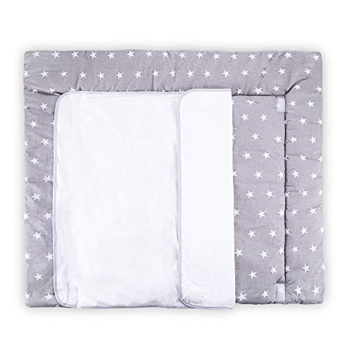 colchon cambiador bebe impermeable - espuma cambiador bebe cambiador de viaje Incluye dos intercambiable esteras de muselina chica chico gris - blanco 85x75 cm