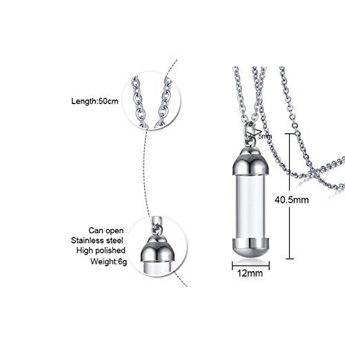 Collar de Frasco de Vidrio Que se Puede Abrir, Colgante de Mujer, Botella de Ceniza Conmemorativa, joyería de urna de cremación para Mascotas-Acero pequeño