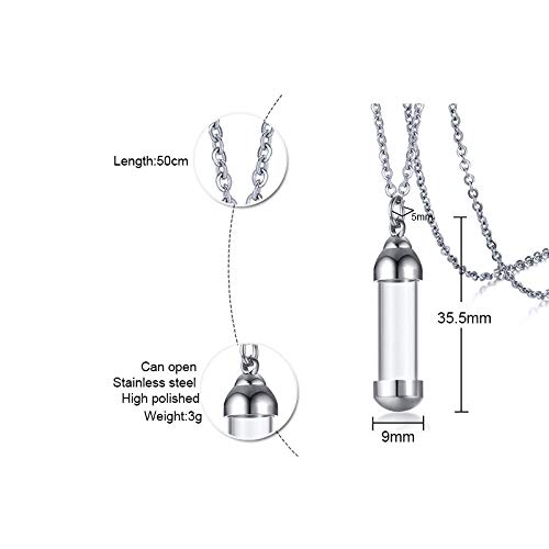 Collar de Frasco de Vidrio Que se Puede Abrir, Colgante de Mujer, Botella de Ceniza Conmemorativa, joyería de urna de cremación para Mascotas-Acero pequeño