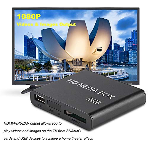 Completo HD HDMI Reproductor Multimedia, Mini 1080p Ultra HD Digital Media Player Soporte USB Drives, Tarjetas SD MMC RMVB MP3 AVI y MKV (EU)(D)