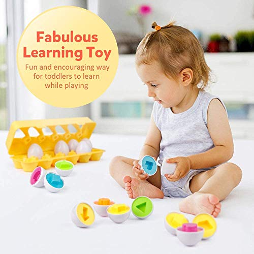 Coogam Matching Eggs 12 uds. Clasificador de reconocimiento de Color y Forma Puzzle para el Viaje de Pascua Juego de Bingo Aprendizaje temprano Educativo Motricidad Fina Montessori Regalo