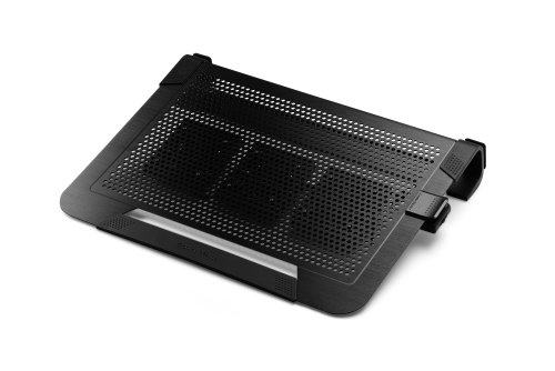 Cooler Master NotePal U3 PLUS Base de Refrigeración para Ordenador Portátil - 3 Ventiladores de 80mm Fáciles de Mover, Estructura Función Protección y Transportación, Ergonómica de Aluminio - Negro