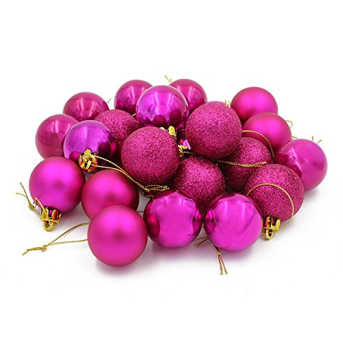 COOLWEST Lote de 24 Bolas de Navidad combinadas para colgantes navidad adornos árbol de fiesta decoración de Navidad (Rosa)