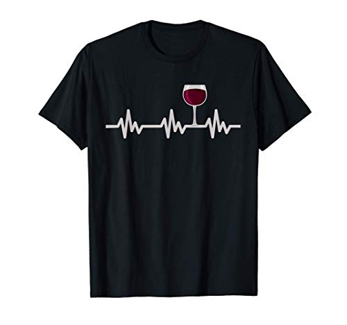 Copa de vino tinto Latido del corazón Amante del vino Camiseta