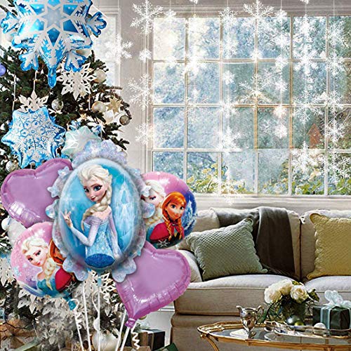 Copo de nieve Decoraciones para fiesta de cumpleaños WENTS 10PCS Frozen Party Decoración de cumpleaños Globos Globo de papel de aluminio Globo de aire Decoración de cumpleaños para niños