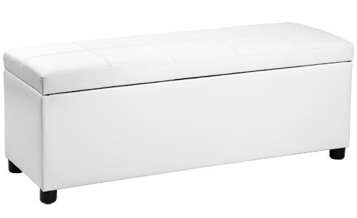 Corium Banco otomano (119 x 38 x 45 cm)(Blanco) arcón - Taburete para almacenaje - tapizado - Banco Dormitorio