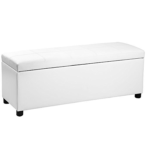 Corium Banco otomano (119 x 38 x 45 cm)(Blanco) arcón - Taburete para almacenaje - tapizado - Banco Dormitorio