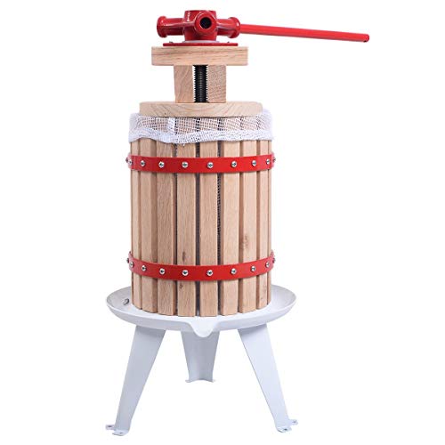 COSTWAY Exprimidor Manual de Madera 6L Prensa para Frutas Zumo Vino Manzana Mosto