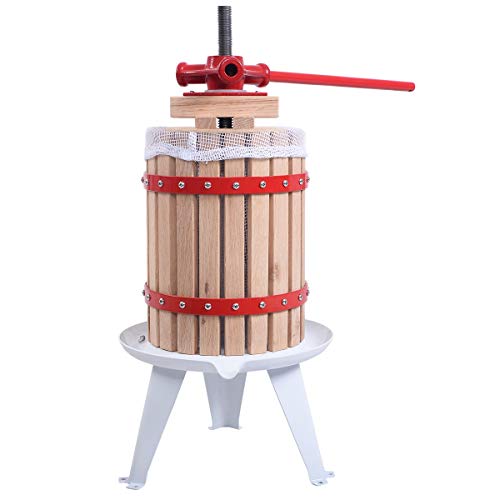 COSTWAY Exprimidor Manual de Madera 6L Prensa para Frutas Zumo Vino Manzana Mosto