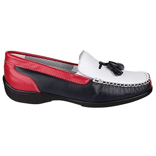 Cotswold - Zapatos Estilo Mocasín Modelo Biddlestone para Mujer (37 EU/Blanco/Marino/Rojo)