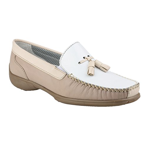 Cotswold - Zapatos Estilo Mocasín Modelo Biddlestone para Mujer (37 EU/Blanco/Marino/Rojo)