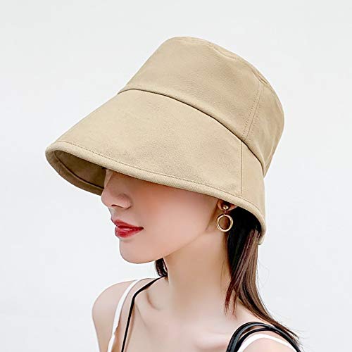 CRCOG 2020 Nueva Red de Cubo Rojo Sombrero Femenino Nuevo Sol Plegable ollas de Sombra Tapa del japonés Salvaje Xia Xiaoqing CRCOG (Color : Beige, Size : M)