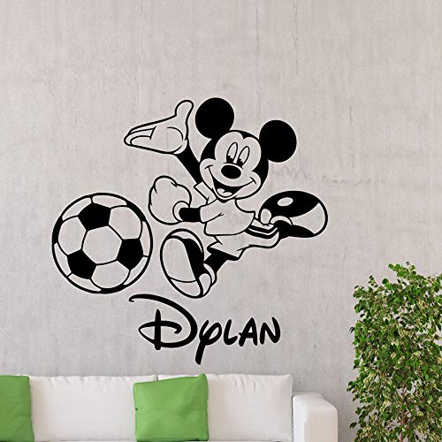 CREA Tus propias Pegatinas de Pared Decoración del hogar Nombre Personalizado Ratón Fútbol Habitaciones de Dibujos Animados Personalizadas 78X57 Cm