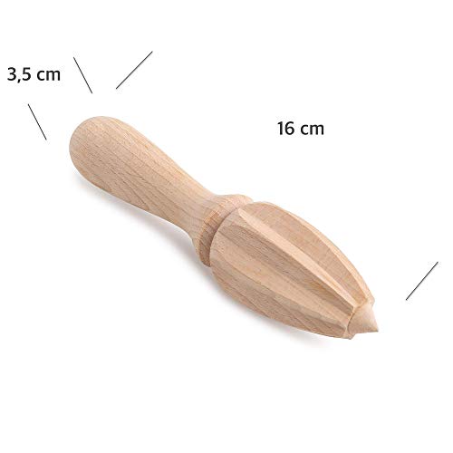 Creative Home Exprimidor de Cítricos de Madera | 16 x 3,5 cm | Madera de Haya Natural | Licuadora Manual | Herramienta de Cocina Práctica y Duradera | Diseño Ergonómico