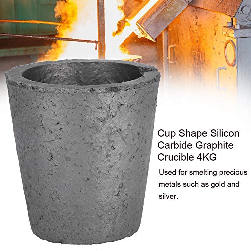 Crisoles de grafito, 4Kg Forma de copa Carburo de silicio Horno de grafito Fundición de crisol Herramienta de fusión para fundición Refinación Oro Plata Cobre Latón Aluminio