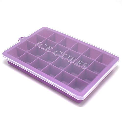 CTOBB Cubitera de Hielo de Silicona con Tapa, de 5 Colores, 24 Rejillas, ecológica, Bandeja de cavidad, Cubitos de Hielo, Molde para Hacer Cubitos de Hielo Green with Lid