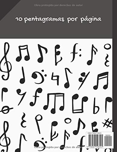 Cuaderno de música pentagramas: Cuaderno De Partituras En Blanco | 10 pentagramas por página | perfecta para músicos | 102 páginas