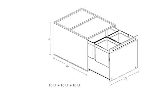 CUBO DE BASURA DE ACERO INOXIDABLE 1 BOX 3,2 (21 DE CUBO 1 LT) 16 L