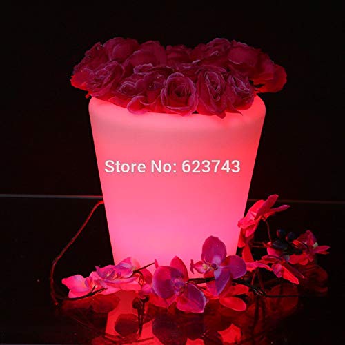 Cubo de Hielo Iluminado Recargable con Maceta Redonda y Cambio Multicolor Resistente al Agua con Control Remoto