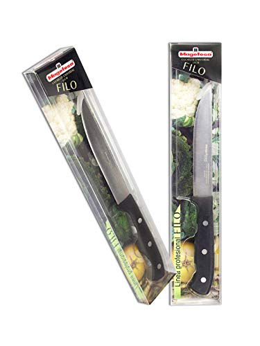 Cuchillo MAGEFESA Filo Acero Inoxidable, Línea Profesional con Filo de Corte de máxima precisión, Mango ergonómico, fácil Limpieza, Triplemente remachados (Pack 6 Cuchillos)