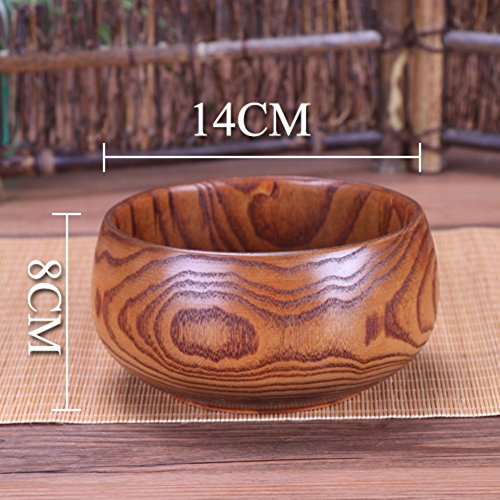 Cuenco De Madera Maciza,Tazón De Ramen,Grande Estilo Japonés Ligero Tazón De Servir,Tazón De Sopa,Ensalada Porción para Víveres Partes Aperitivos A 14cm (6 Pulgadas)